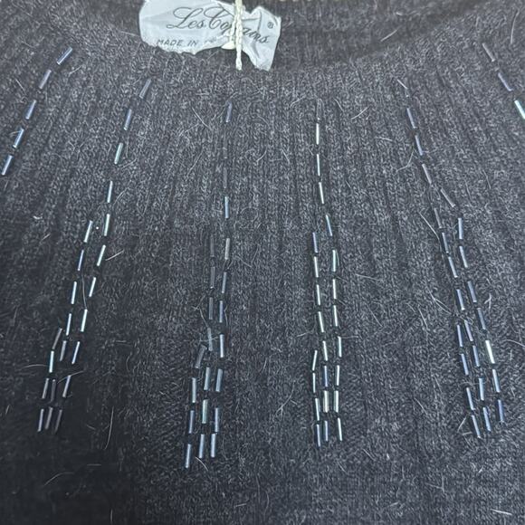 NWT Vintage Les Copains Beaded Embellishments Around Neckline Black Sweater - Picture 3 of 6